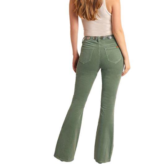 Rock & Roll Women's Corduroy Button Flare Jean-Jade