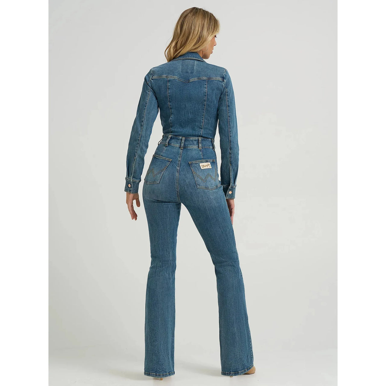 Wrangler Women's Lainey Wilson Denim Flare Catsuit- Rock Wash