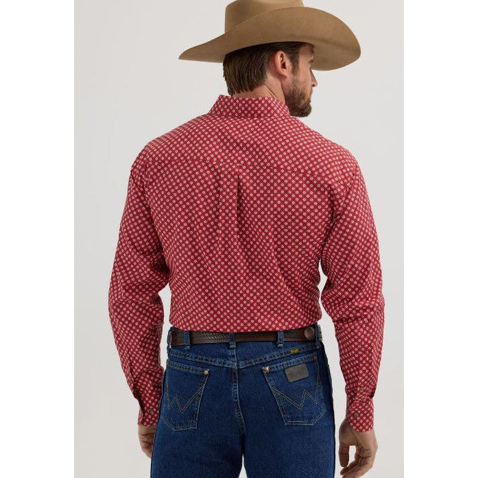 Wrangler Men's George Strait 1 Pocket Long Sleeve Shirt - Red