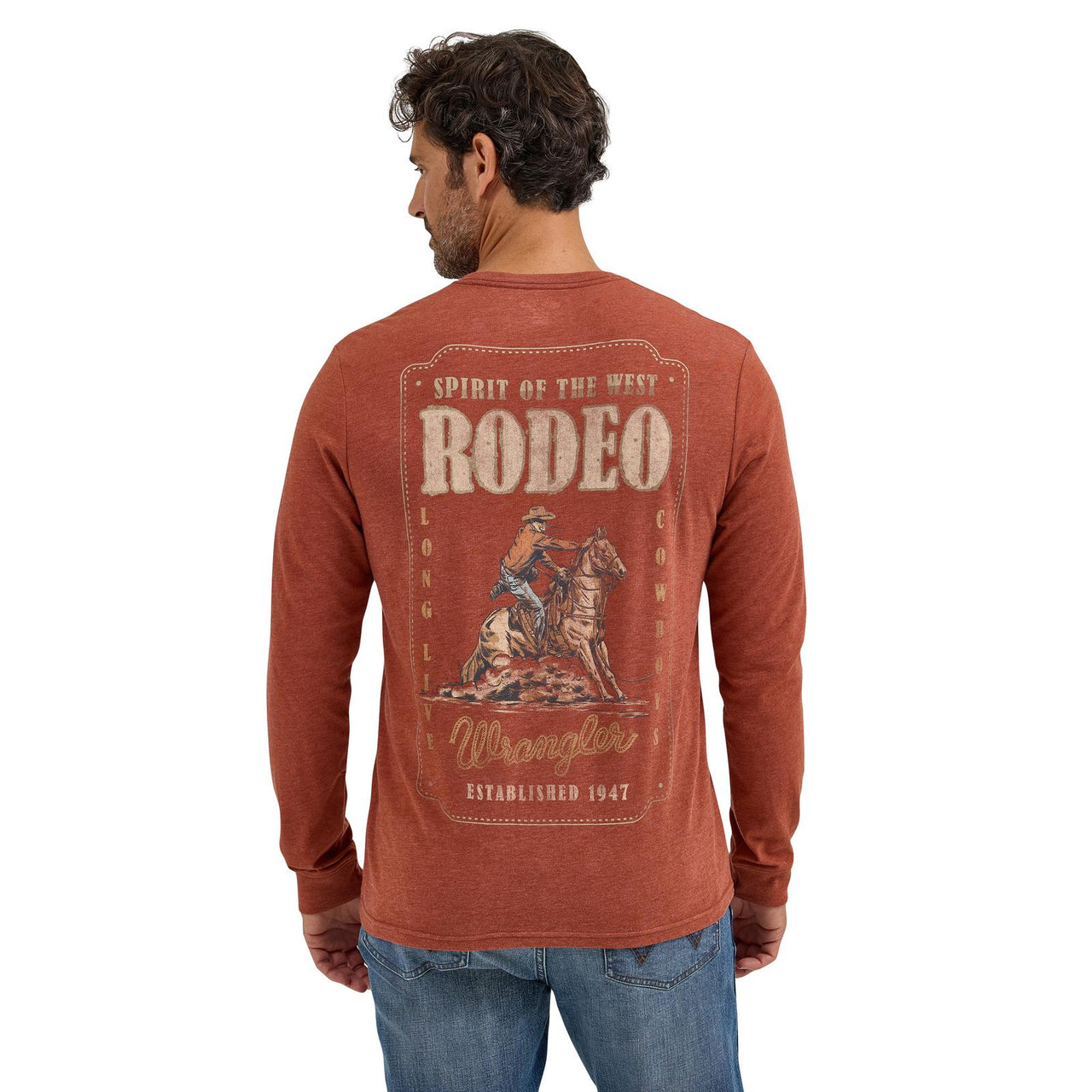 Wrangler Men's Graphic Long Sleeve Tee Shirt- Henna Heather