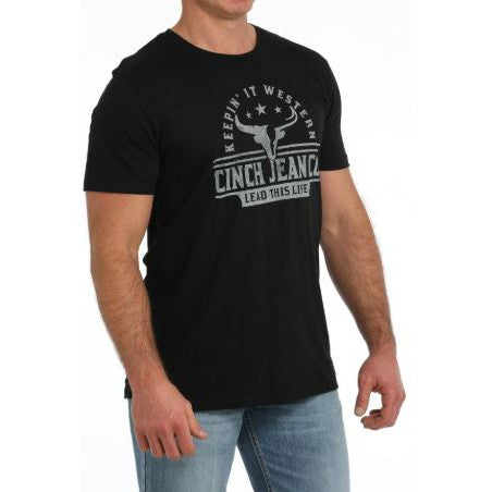 Cinch Men's Short Sleeve Tee Shirt- Black