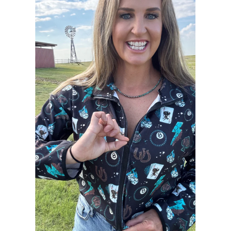 Sterling Kreek Long Sleeve Cowgirl Charm Cropped Jacket-Multi