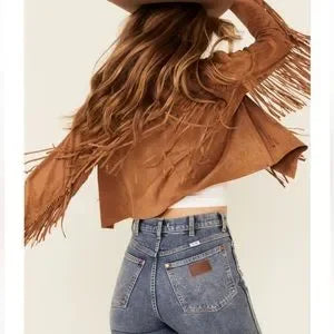 Vocal Apparel Western Cropped Fringe Long Sleeve Jacket- Assorted Colors