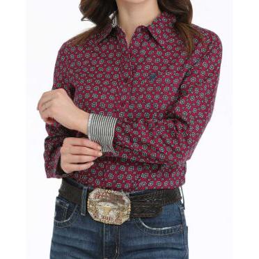 Cinch Women's Long Sleeve Western Shirt-Burgundy