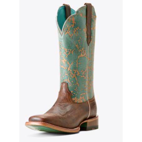 Ariat Women's Frontier Farrah Wide Square Toe Western Boot- Honey Brown