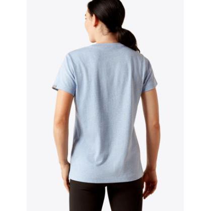 Womens Rebar Cotton Strong V-Neck Short Sleeve Tee Shirt- Bel Air Heather