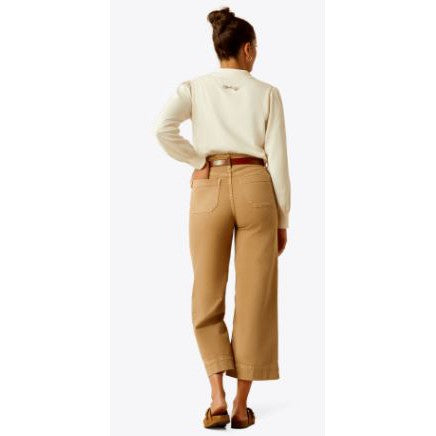 Ariat Women's Ultra High Rise Countryside Wide Leg Crop Jeans- French Khaki