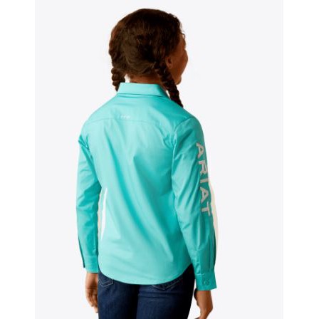 Ariat Girl's Long Sleeve Team Kirby Shirt- Turquise