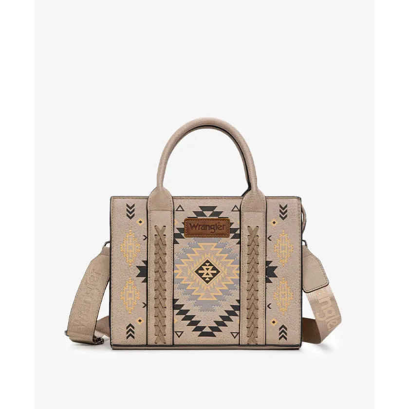 Wrangler Aztec Pattern Print Tote Bag- Tan