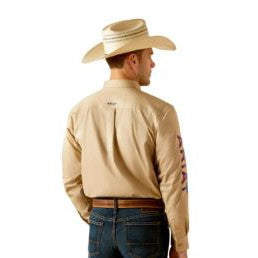 Ariat Men's Long Sleeve Team Logo Twill Shirt- Khaki