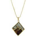 Mountain Crushed Stones Necklace - Diamond Shape with Mountain Peaks - Dark Brown