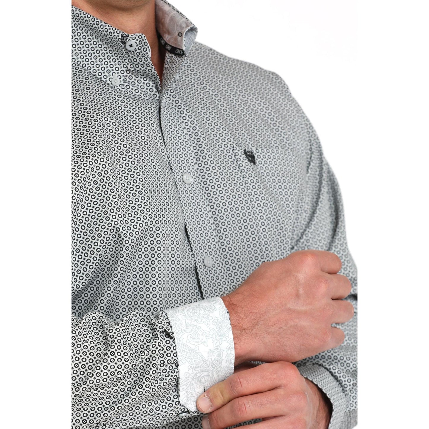 Cinch Men's Long Sleeve Western Print Shirt- Grey