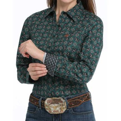 Cinch Women's Long Sleeve Shirt- Green