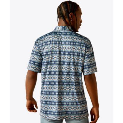 Ariat Men's Short Sleeve Charger 2.0 Printed Polo- Blue Southwest
