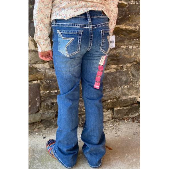 Rock & Roll Girl's Star Embroidered  Boot Cut Jean -