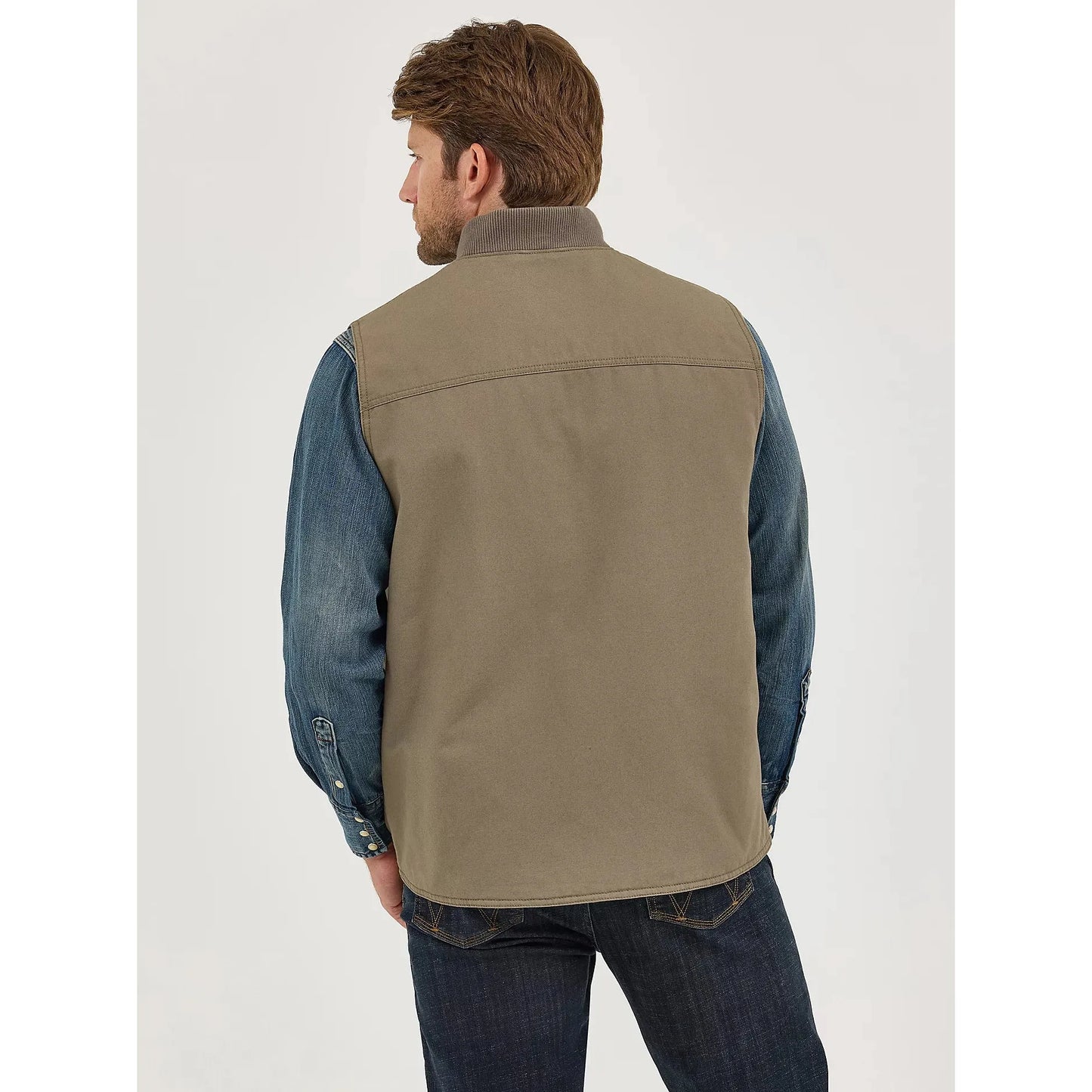 Wrangler Men's Quilt Lined Rancher Vest- Bungee Cord Taupe