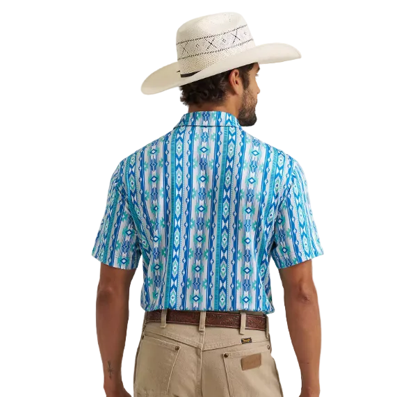 Wrangler Men's All Terrain Gear Men's Performance Polo Shirt-Checotah Turquoise