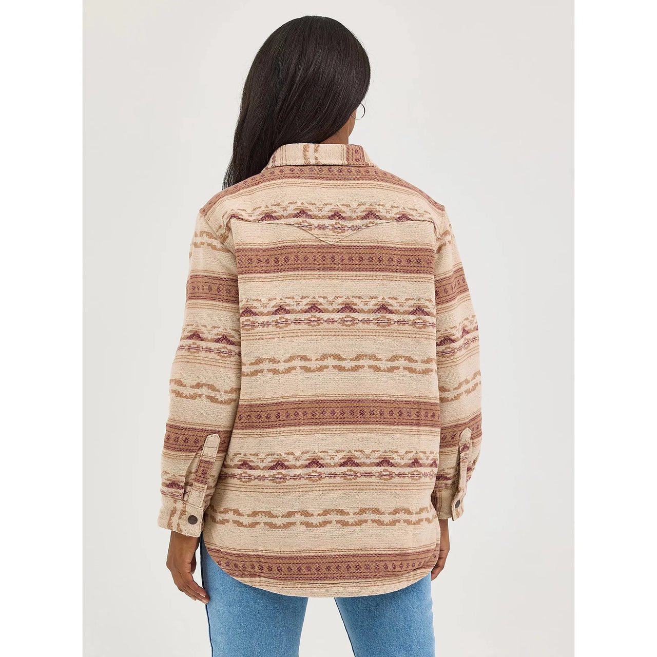 Wrangler Women's Quilt Lined Jacquard Shacket- Tan