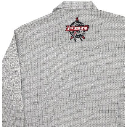 Wrangler Men's PBR Logo Long Sleeve Shirt- White / Red