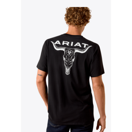 Ariat Men's Short Sleeve Stipple Steer Classic Fit Tee Shirt- Black