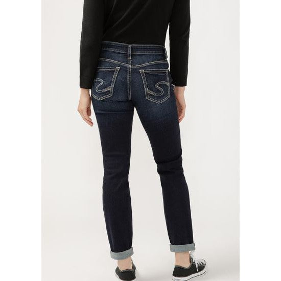 Silver Women's Boyfriend Mid Rise Slim Leg Jeans - Indigo