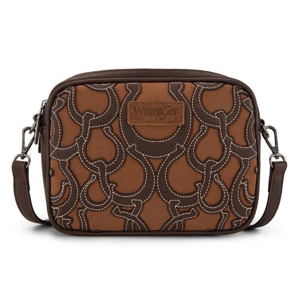 Wrangler Horseshoe Cutout Double Zip Crossbody Bag- Multiple Colours