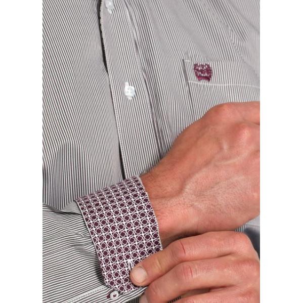 Cinch Men's Long Sleeve Pinstriped Shirt-Multi