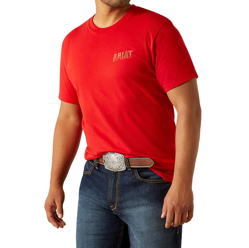 Ariat Men's Short Sleeve Leather Shield Graphic Tee Shirt- Red
