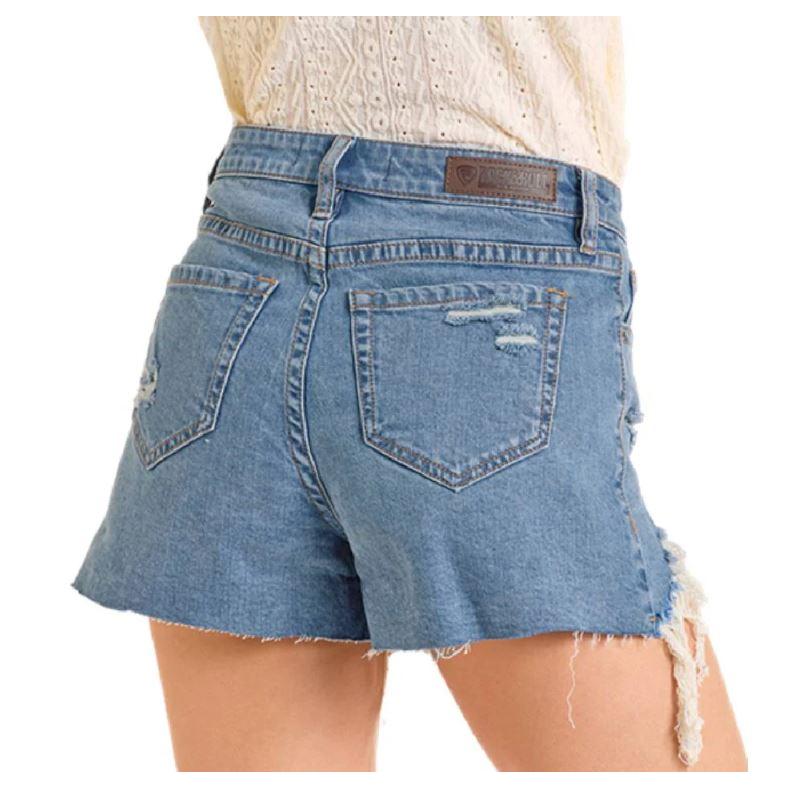 Rock & Roll Women's Distressed Shorts- Medium Wash