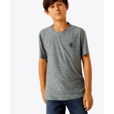 Ariat Boy's Vertical Gradient  Charger Short Sleeve T-Shirt -Newsboy Blue