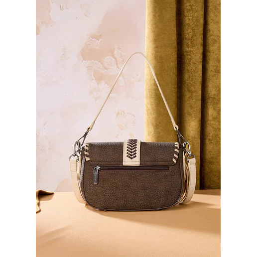 Wrangler Braided Tassel Saddle Crossbody Bag - Coffee