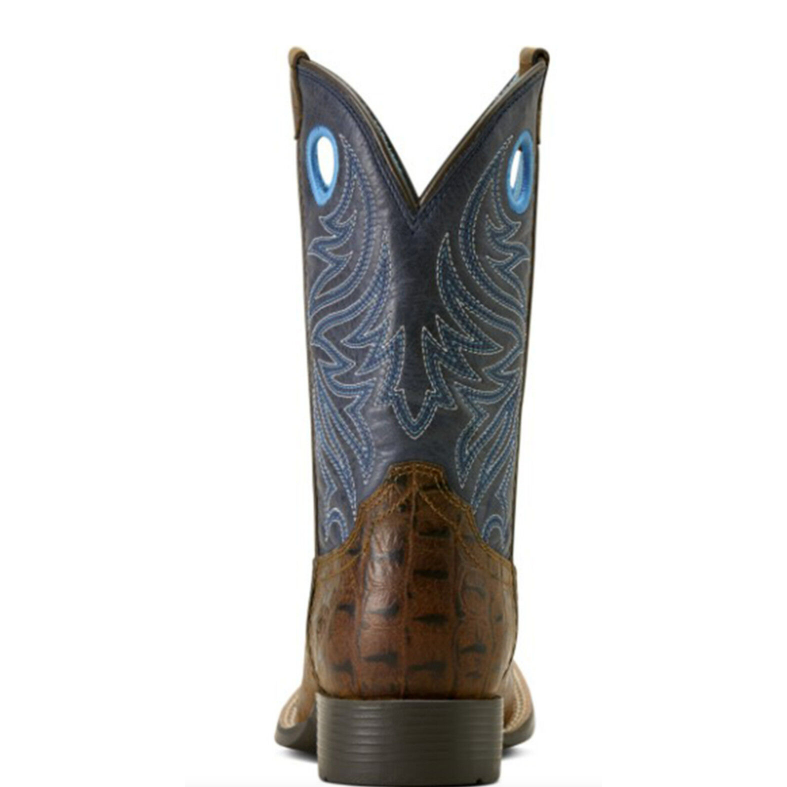 Ariat Youth Knox Wide Square Toe Western Boot- Brown Crocodile Print - Irvine Tack &amp; Western Wear