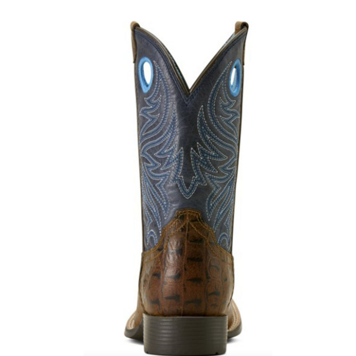 Ariat Youth Knox Wide Square Toe Western Boot- Brown Crocodile Print - Irvine Tack &amp; Western Wear