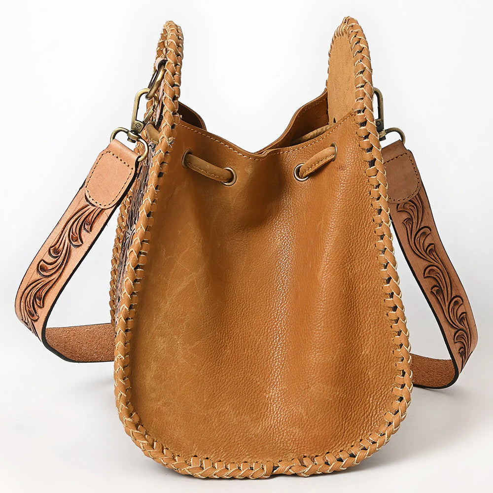 American Darling Tooled Leather Floral Hand Carved Crossbody Sling Bag