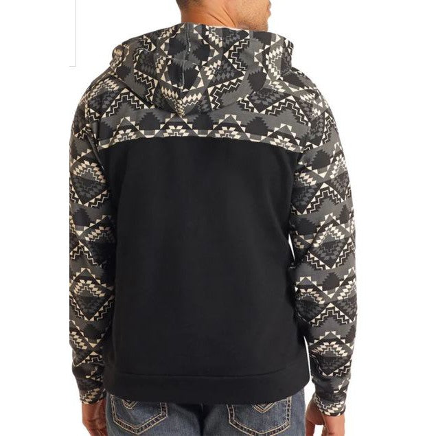 Rock & Roll Men's Color Block Hoodie - Black