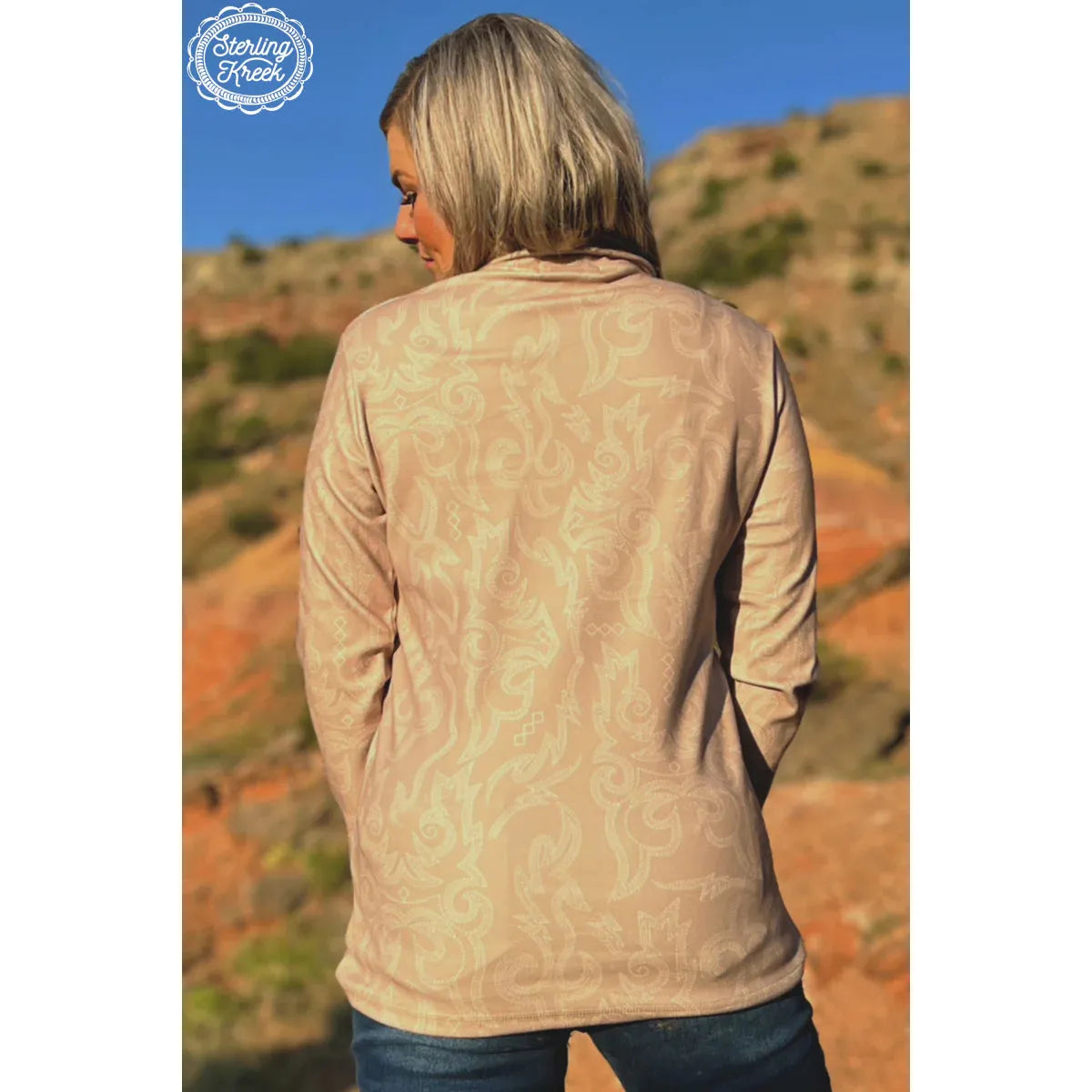 Sterling Kreek Women's Long Sleeve The Dusty Roads Pullover- Tan