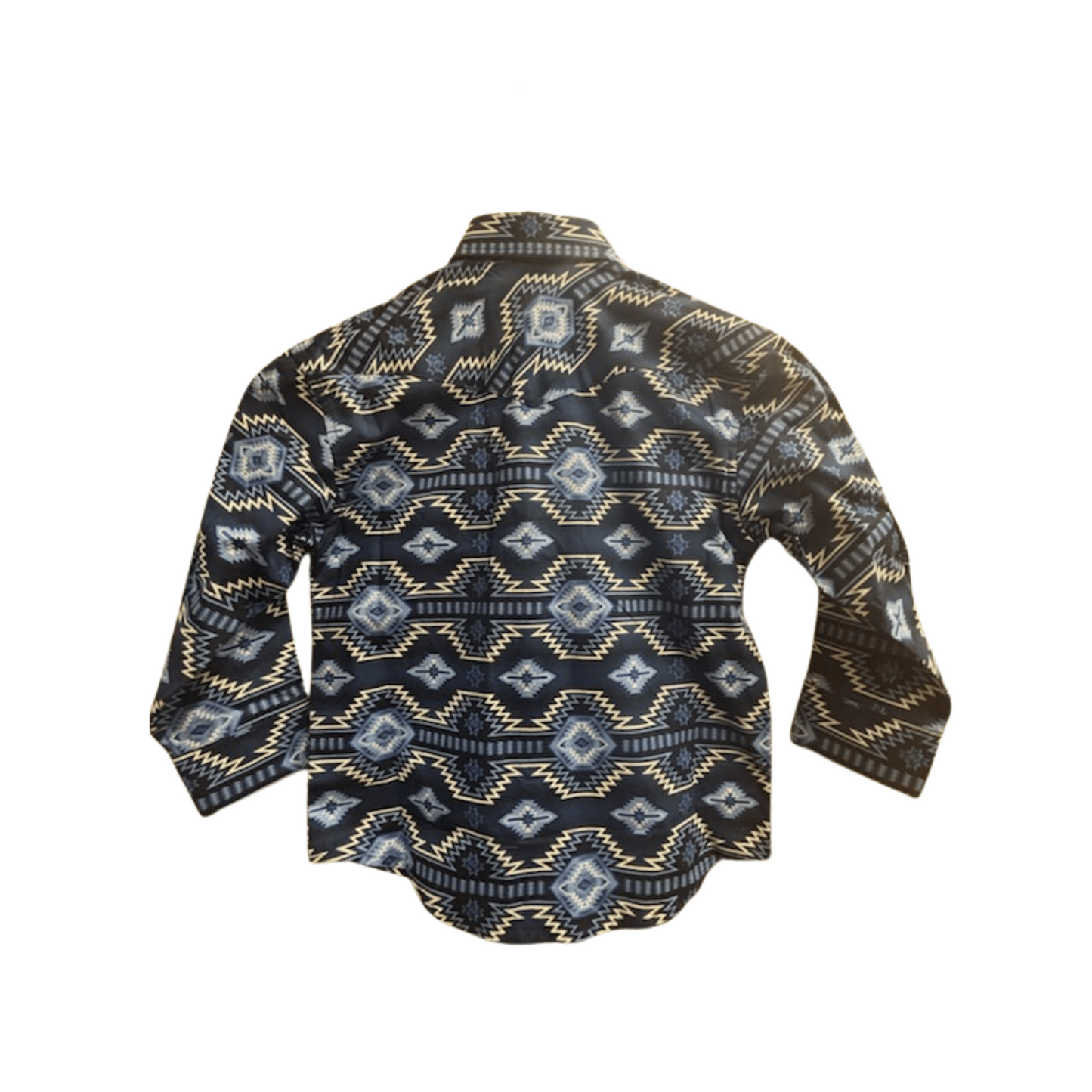 Rock & Roll  Boy's Long Sleeve Aztec Print Shirt- Blue