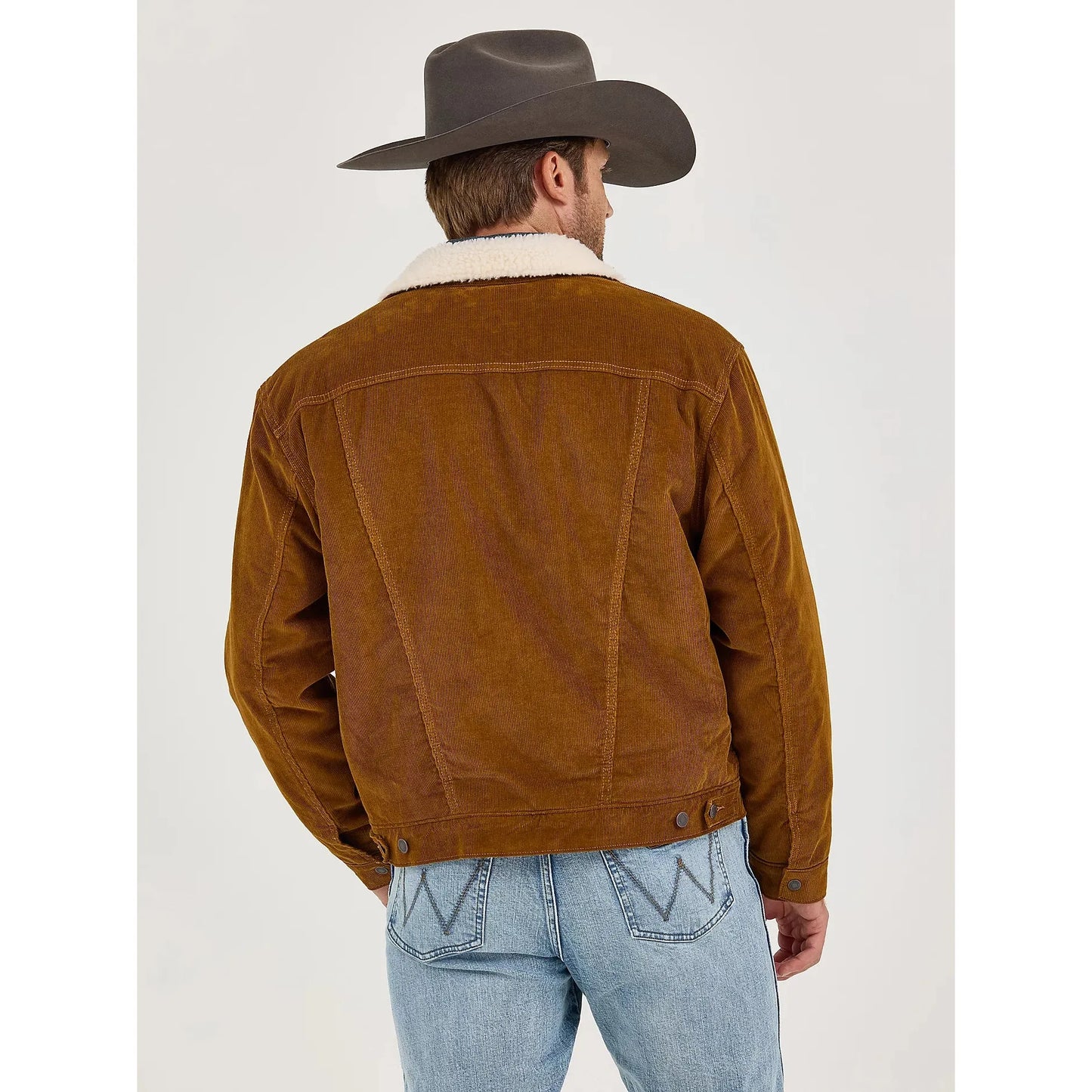 Wrangler Men's Cowboy Cut Sherpa Lined Long Sleeve Corduroy Jacket- Monks Robe