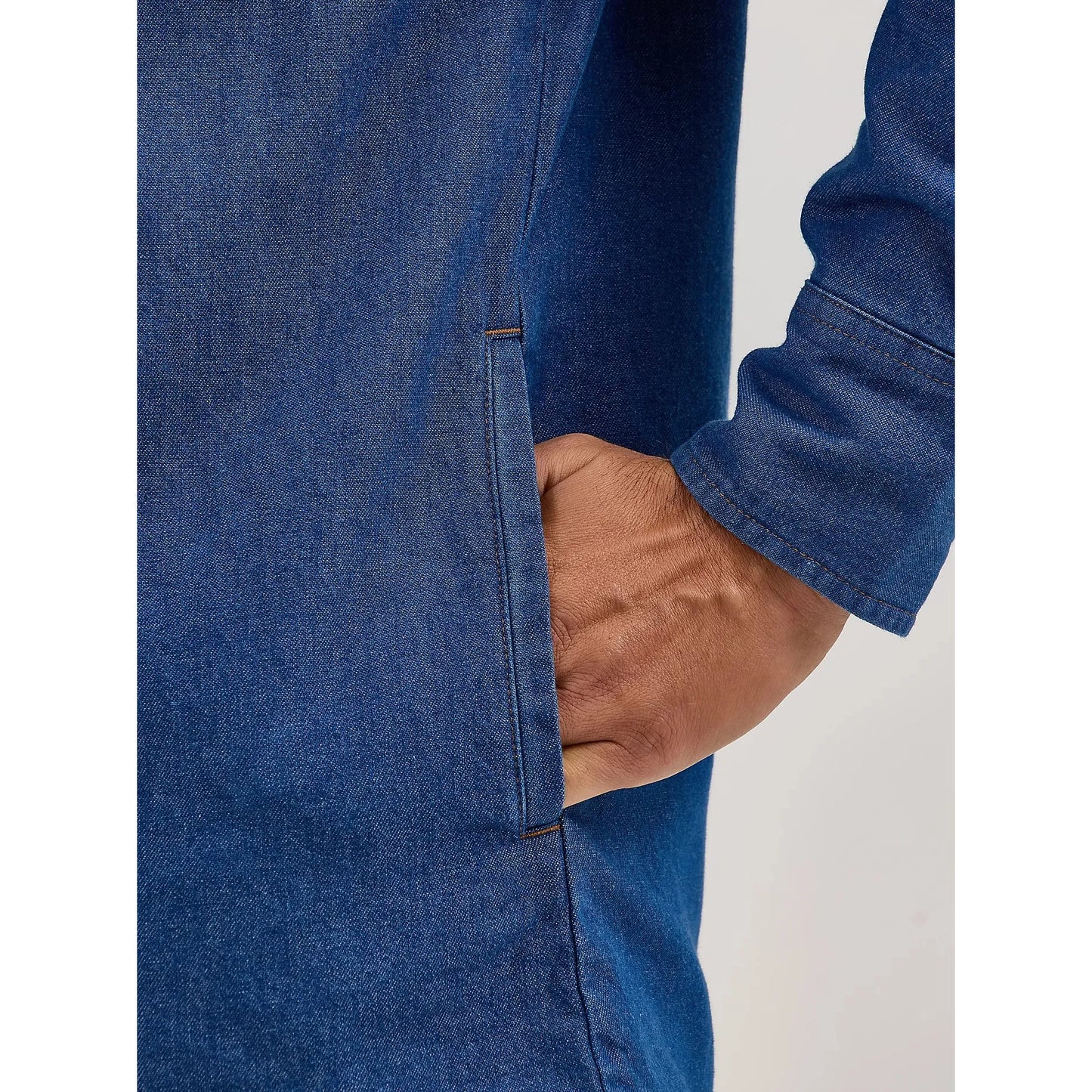 Wrangler Men's Long Sleeve Flannel Lined Work Shirt- Blue Denim