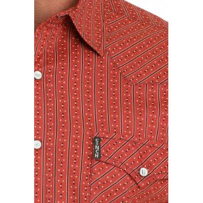 Cinch Men's Long Sleeve Modern Fit Print Shirt- Red
