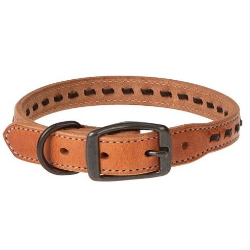 Weaver Buckstitch Leather Dog Collar- Russet