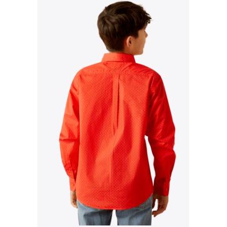 Ariat Boy's Waylen Long Sleeve Shirt- Red