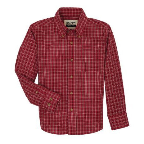 Wrangler Boy's Riata Long Sleeve Shirt- Blue/Red