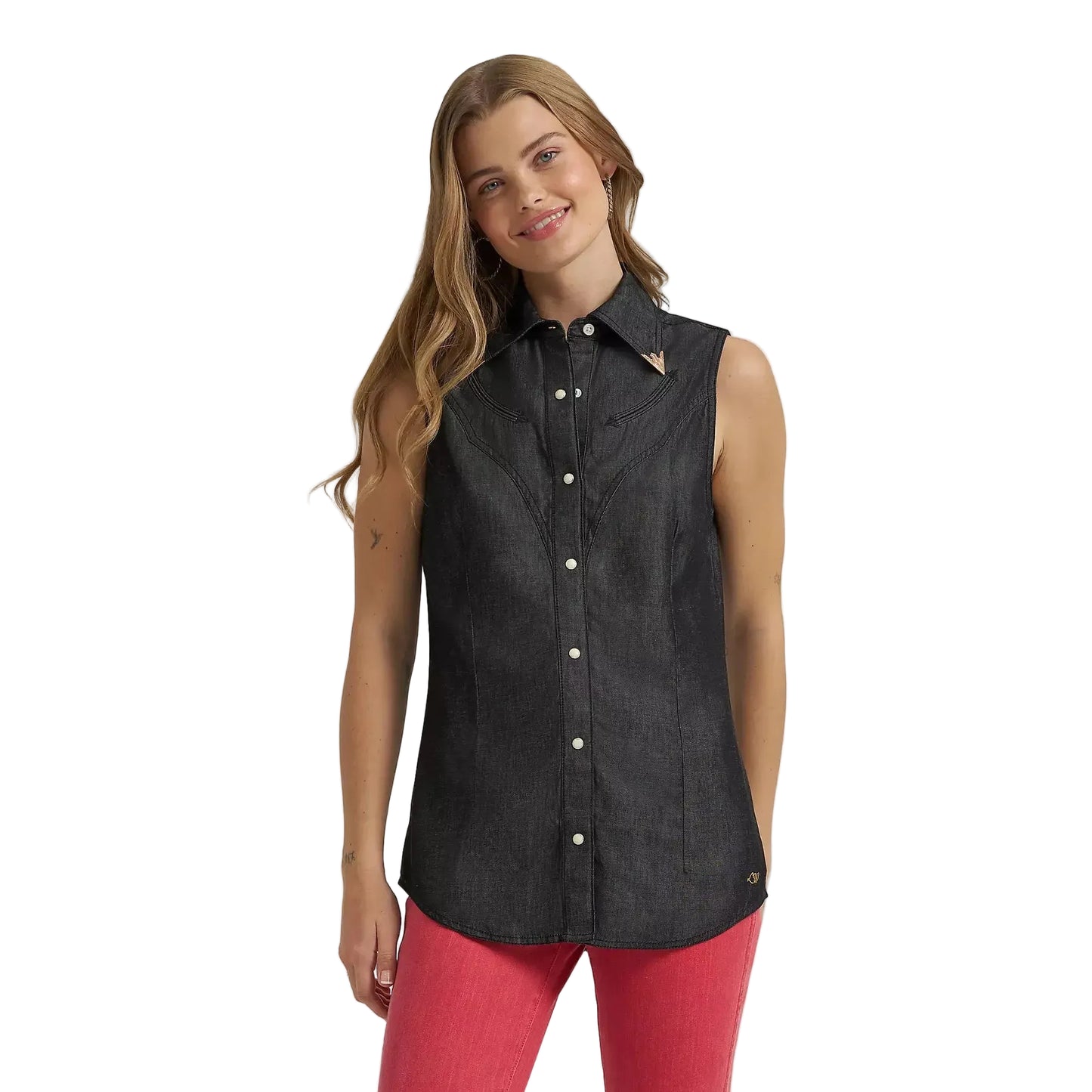 Wrangler Women's Lainey Wilson Sleeveless Denim Shirt - Black