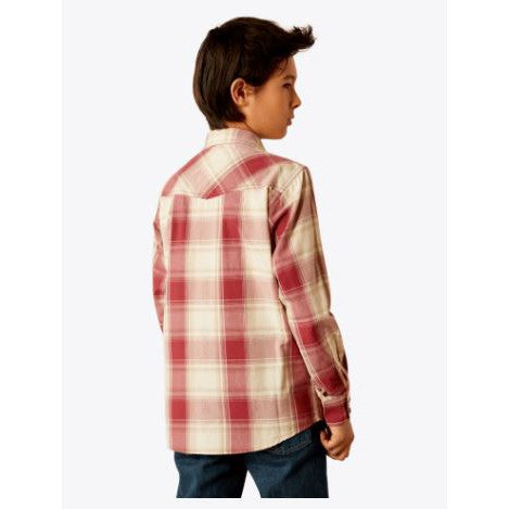 Ariat Boy's Hardwick Long Sleeve Retro Fit Shirt- Red