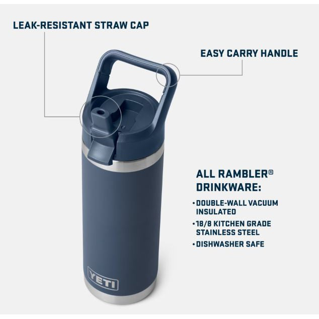 YETI Rambler 532 mL Water Bottle with Straw Cap