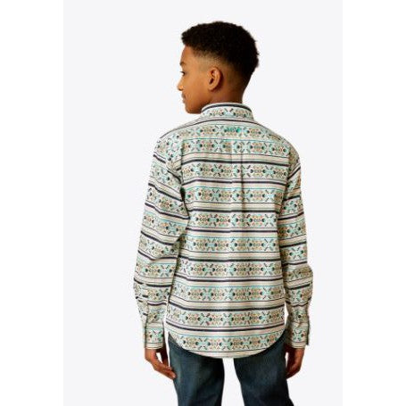 Ariat Boy's Long Sleeve Judge Classic Fit Shirt- Teal