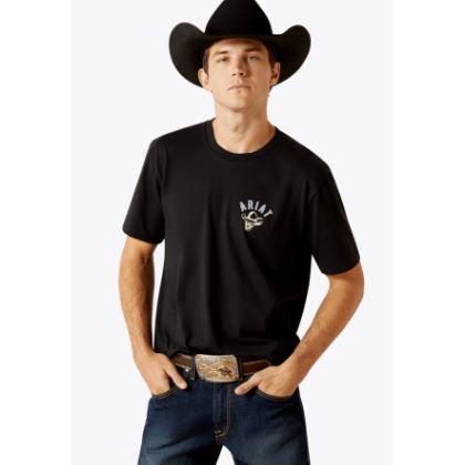 Ariat Men's Short Sleeve Stitched Skull Tee Shirt- Black