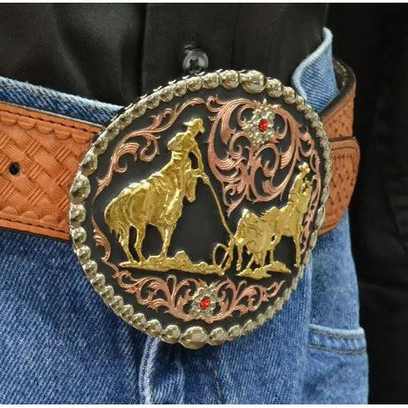 Montana Silversmiths Tri Color Team Roper Attitude Buckle