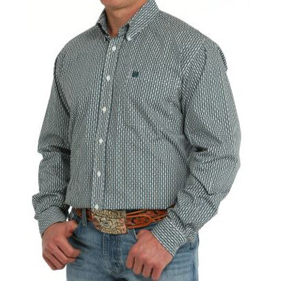 Cinch Men's Long Sleeve Print Shirt-White